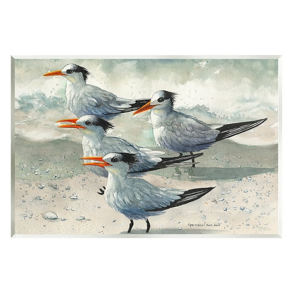 Stupell Industries Chirping Beach Birds Animals & Insects Painting Unframed Art Print Wall Art, 15 x 10