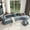 Dark Blue, variant on 132" Modern Sectional Sofa with Curved Design, 2-Piece Chenille Modular Couch with 4 Pillows, Large Sponge Modular Sofa for Living Room, Beige