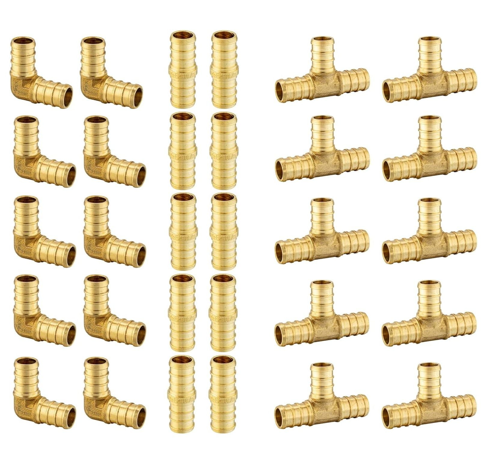 1/2-Inch Pex-b Pipe 2x 100 ft (200 Ft), 30 Pcs 1/2" Pex Crimp Brass Fittings, 100 Pcs 1/2" Cinch Clamps and Pipe Cutter,(130KIT)