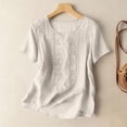 thumbnail image 2 of Business Casual Tops for Women Fashionable Casual Solid Color Pleated Cotton And Linen Tops Shirts Cute Summer Tops1 PC, 2 of 4