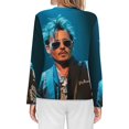 thumbnail image 2 of Johnny Depp Women's Pajama Top 3D Digital Print Sleepwear Trendy Crewneck Pullovers Long Sleeve Shirts XS, 2 of 8