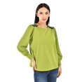 thumbnail image 1 of Blusa con detalle de flor en hombro Roman Fashion /Juvenil, 5106 (Verde) verde M, 1 of 6