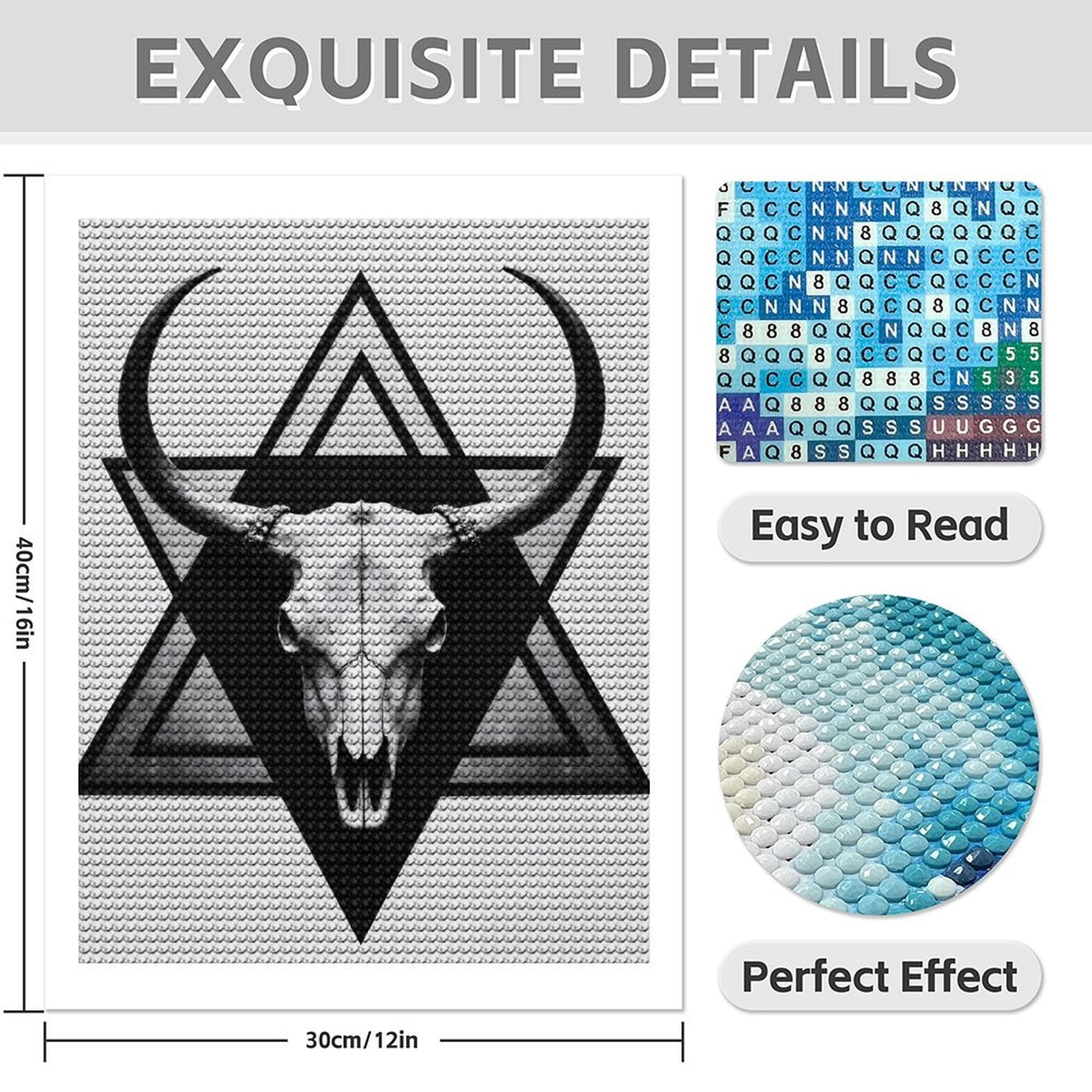 Diamond Art Kits for Adults - 5d Geometric Bull Skull Art Print Diamond Painting for Adults, Diamond Art for Adults Beginners, Diamond Painting Kits for Adults for Home Wall Decor