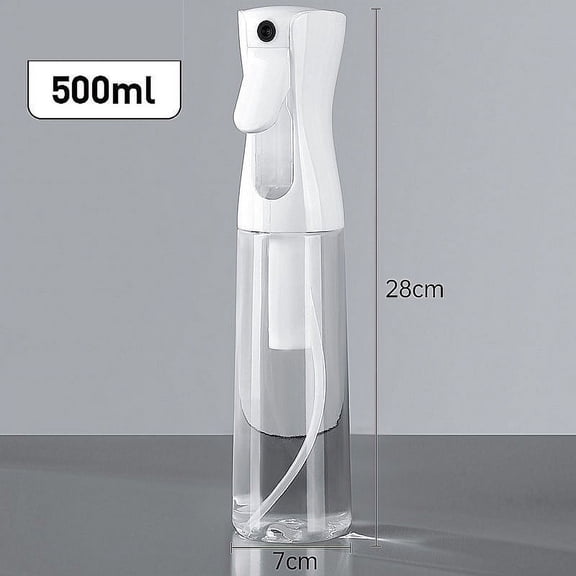 CHALKART Continuous Spray Bottle for Hair, Water Mist Sprayer for Hairstyling, Cleaning, Plants, Misting & Skin Care, 500ml 17oz, Transparent White