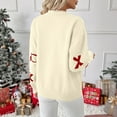 thumbnail image 6 of Sweater for Women Christmas Fair Isle Knit Sweater with Bow Embroidery Khaki XL, 6 of 6