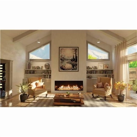 Grand Canyon SML-48BR-VEP 48 in. Summit Linear Contemporary Propane Fireplace with Bedrock Media - 15000 BTU