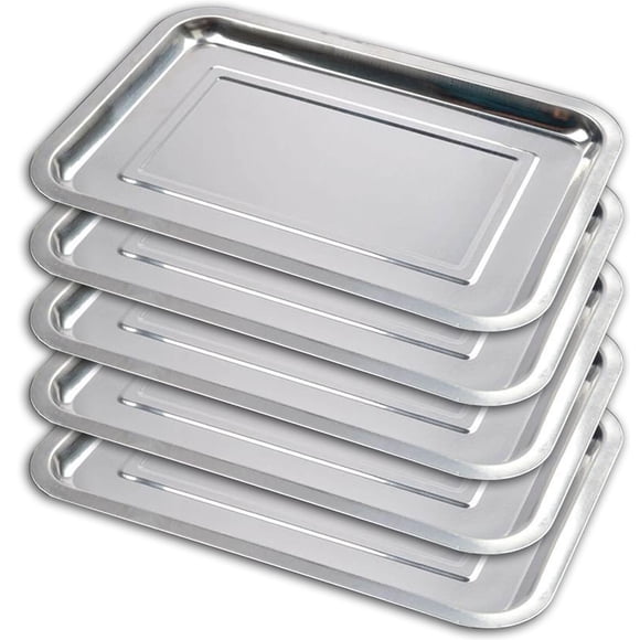Bandeja Narkysus para laboratorio dental de acero inoxidable, 35 cm x 26 cm (paquete de 5)