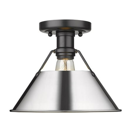 

Golden Lighting 3306-FM BLK-CH Orwell Flush Mount in Black with Chrome Shade