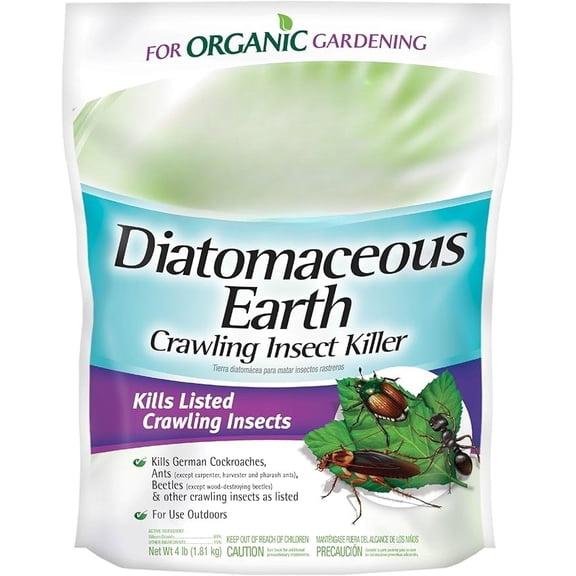 A crawling insect killer containing diatomaceous earth that effectively kills cockroaches, ants, and other listed crawling insects through contact. Suitable for use indoors and outdoors.
