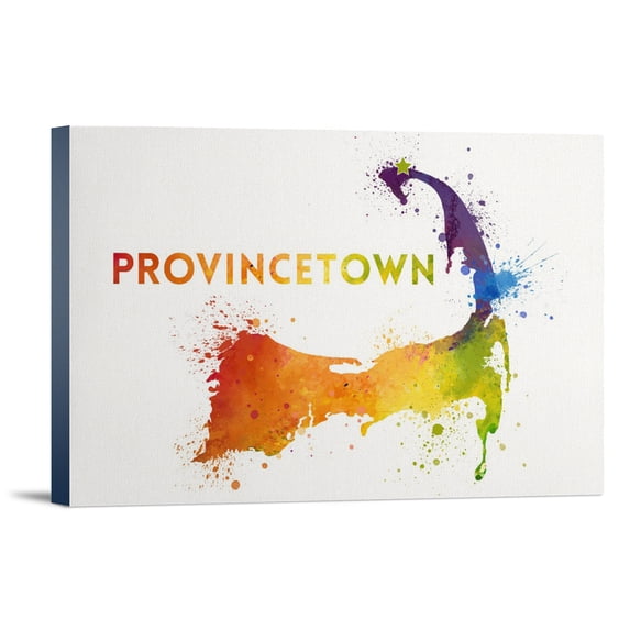 Provincetown, Cape Cod, Massachusetts, Abstract Watercolor, (12x18 Wrapped Canvas, Wall Decor, Artwork)
