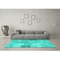 thumbnail image 3 of Ahgly Company Machine Washable Indoor Rectangle Patchwork Turquoise Blue Transitional Area Rugs, 2' x 5', 3 of 4