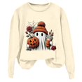 thumbnail image 5 of Women Cute Ghost Pumpkin Rose Graphic Crewneck Sweatshirt Halloween Pullover Top for Holiday, 5 of 5