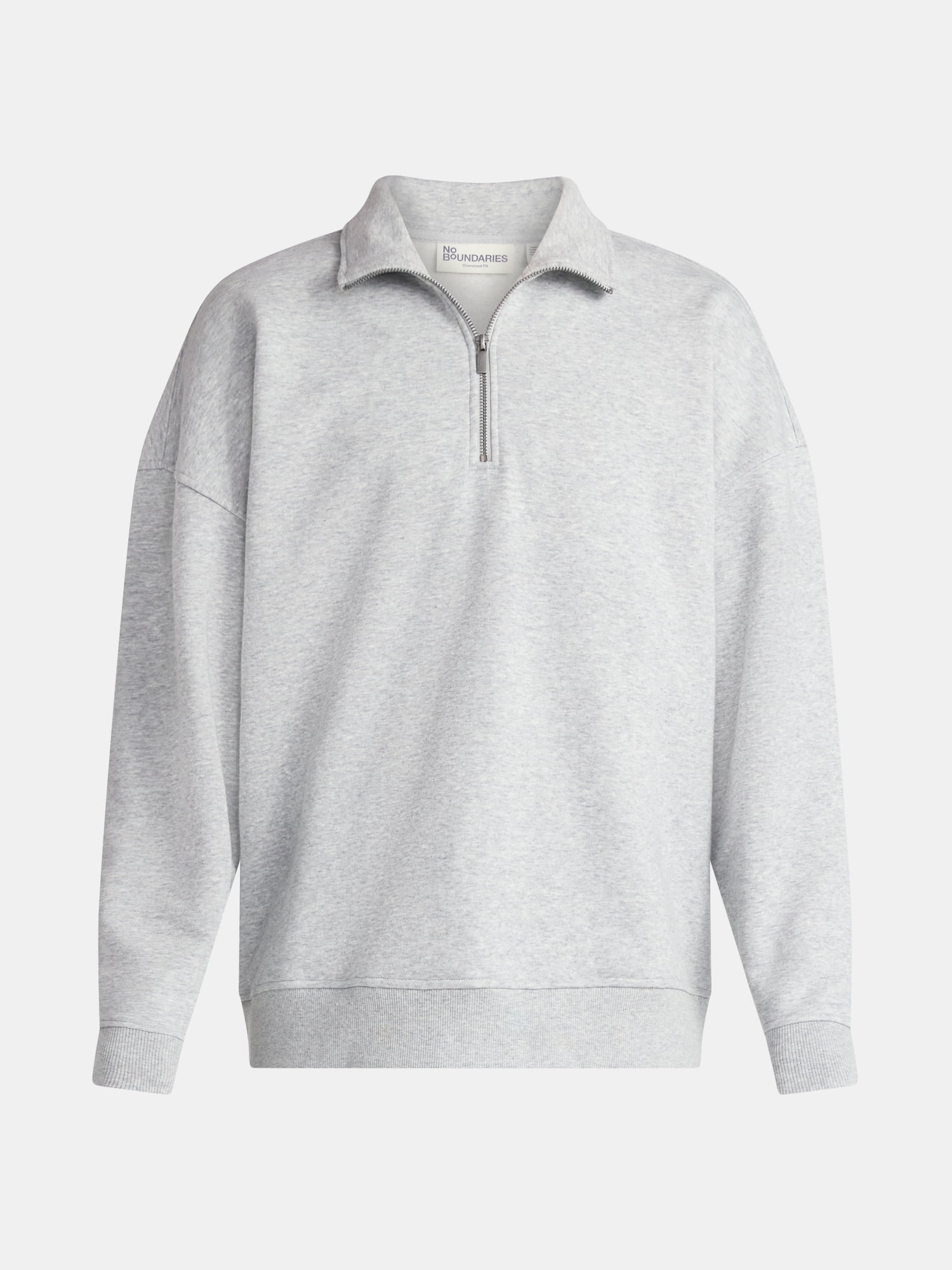 No Boundaries Oversized Quarter Zip Pullover with Long Sleeves, Men's & Big Men's