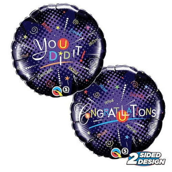 18 inch Congratulations Dazzle-Did It Foil Mylar Balloon - Party Supplies Decorations