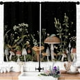 thumbnail image 2 of Black Mushroom Kitchen Curtains Galaxy Star Botanical Floral Bathroom Curtains Window Treatment Drapes Rustic Plant Leaves Cafe Small Bedroom Short Curtains Fabric 2 Panels 26x36 Inch, 2 of 6