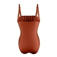 thumbnail image 4 of Clearance! Hontri Women's Solid Color Pleated Suspender Fashionable Swimsuit One Piece Swimsuit Women Brown Xxl, 4 of 6