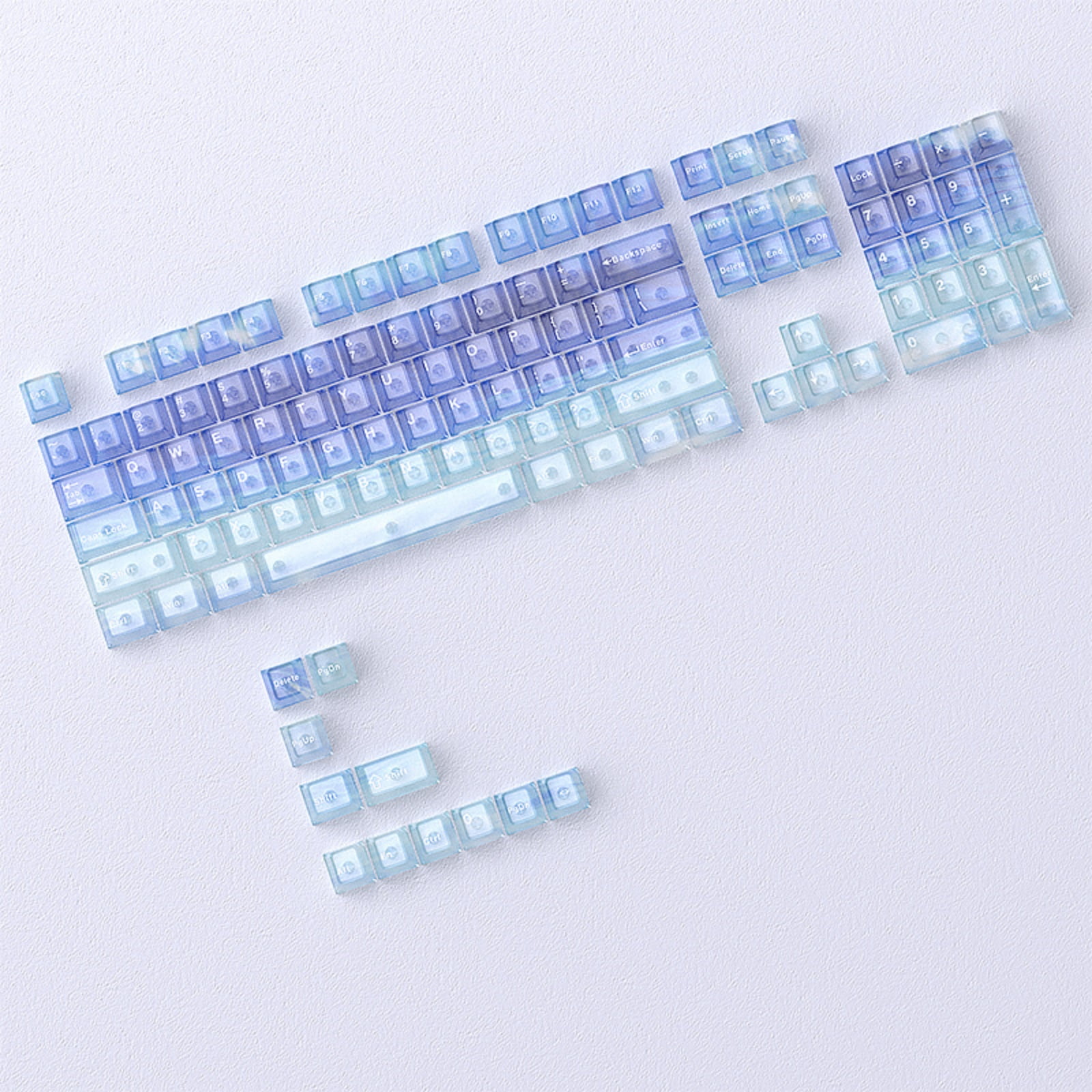 Transparent Gaming Keycaps Multi-Color 60 / 75 / 104 Layouts