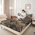 thumbnail image 3 of Castle Fairy Teens Watercolor Bear Deer Bed Sheets 4-Piece,Jungle Autumn Branches Leaves Full Size Sheets,Taupe Brown Cream,1 Fitted Sheet, 1 Flat Sheet and 2 Pillowcases, 3 of 6