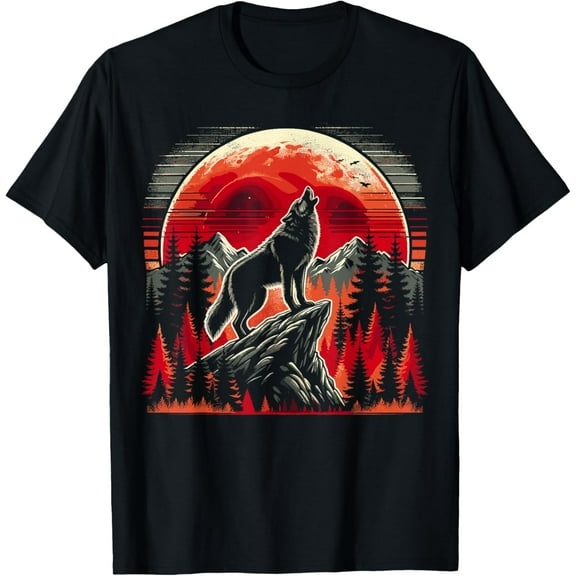 Wolf Graphic Nature Mountains Wildlife T-Shirt Shirts