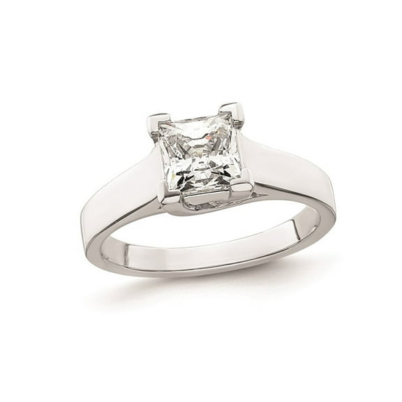 1.20 Carat (Ctw VS2, D-E-F) Certified Princess Lab-Grown Diamond By-Pass Engagement Ring 14K White Gold for Women