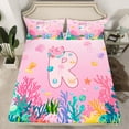 thumbnail image 2 of Castle Fairy Children Teens Personalized Initial Alphabet R Full Size Sheets 4-Piece,Cute Sea Animal Axolotl Breathable Bed Sheets,Ocean Marine Salamander Lightweight Sheet Sets, 2 of 7