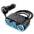 thumbnail image 1 of Adaptador de encendedor de cigarrillos Divisor de encendedor de cigarrillos de 3 enchufes con pantalla de voltaje LED Cargador de coche USB dual Interruptores de encendido/apagado, 1 of 5