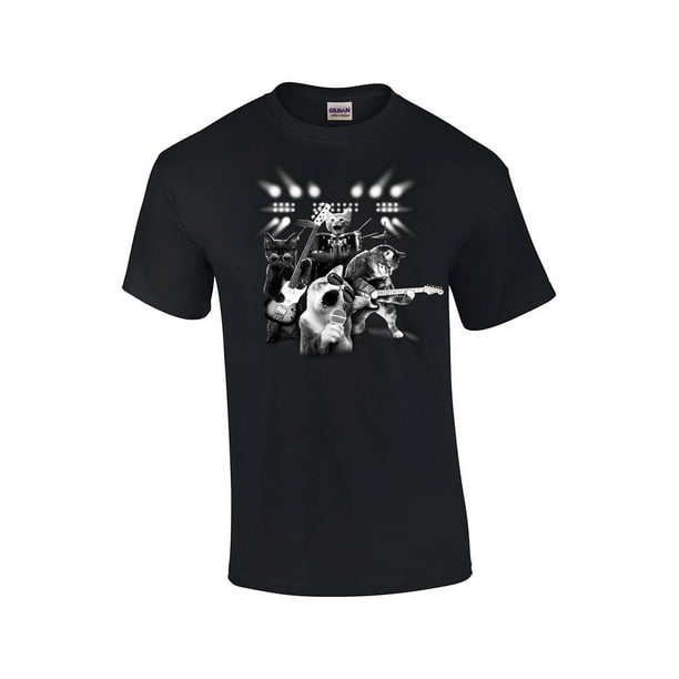 zeewier Geometrie verwennen Funny Adult Short Sleeve T-shirt Cat Rock-N-Roll Band-Black-XXL -  Walmart.com