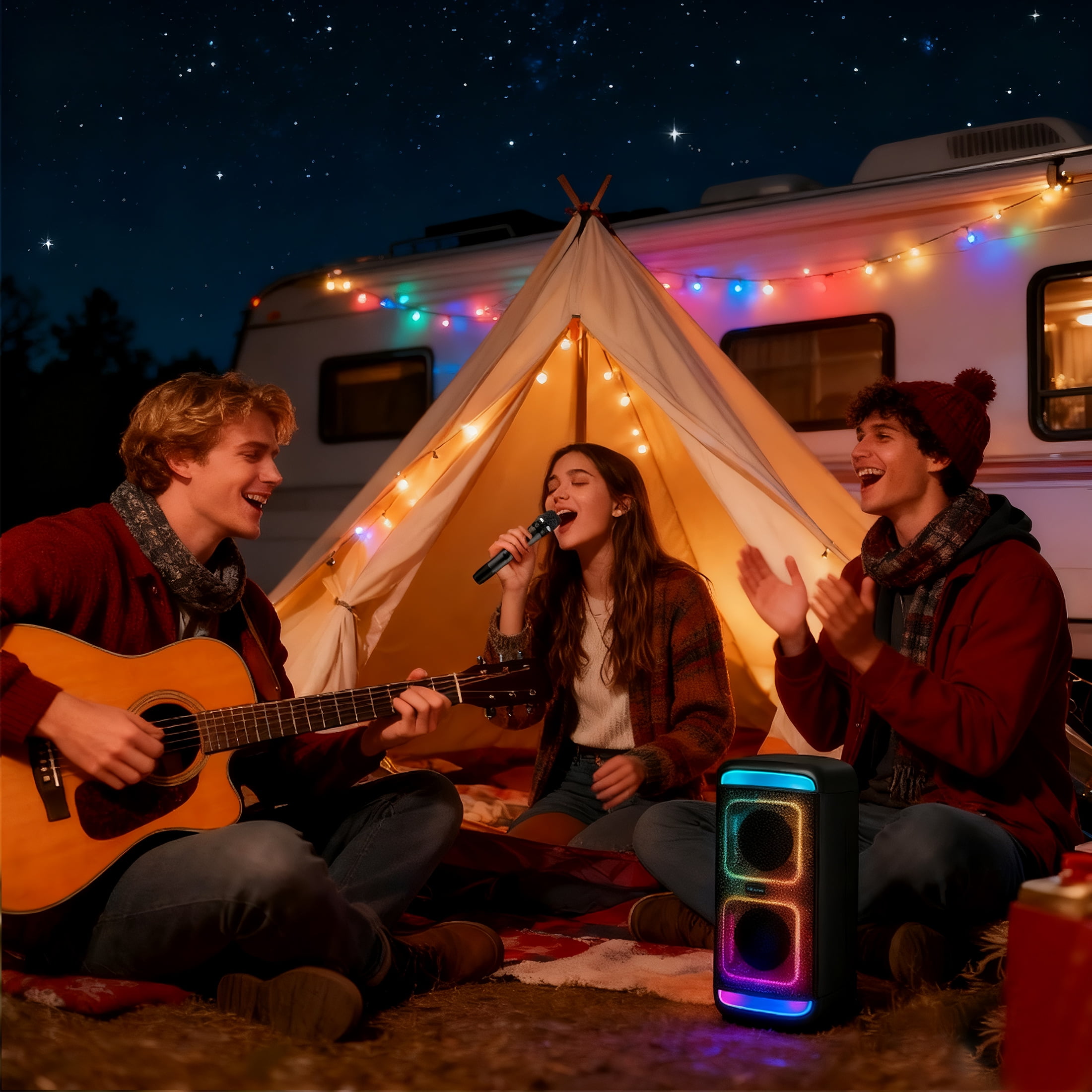 16.73" Karaoke Machine for Adult & Kids, Home Karaoke System with Microphone, Portable Bluetooth Party Speaker, Christmas Birthday Gifts
