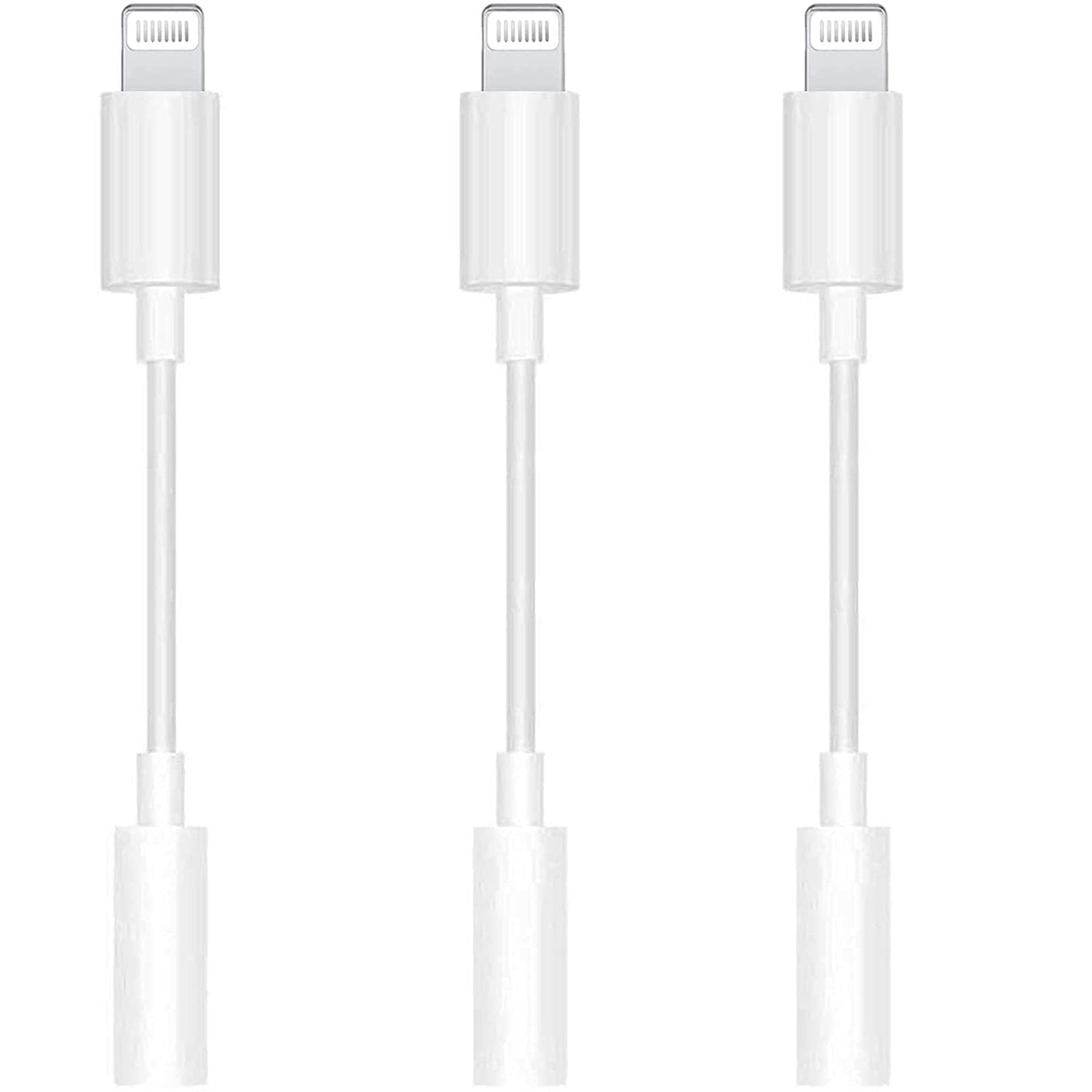 Apple MFi Certified 3 Pack Lightning to 3.5 mm Headphone Jack Adapter