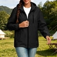 thumbnail image 5 of BONIXOOM Women's Windbreaker, Color Block Hooded Zip Jacket with Zipper Pockets Drawstring Hem Black S-2XL, 5 of 8