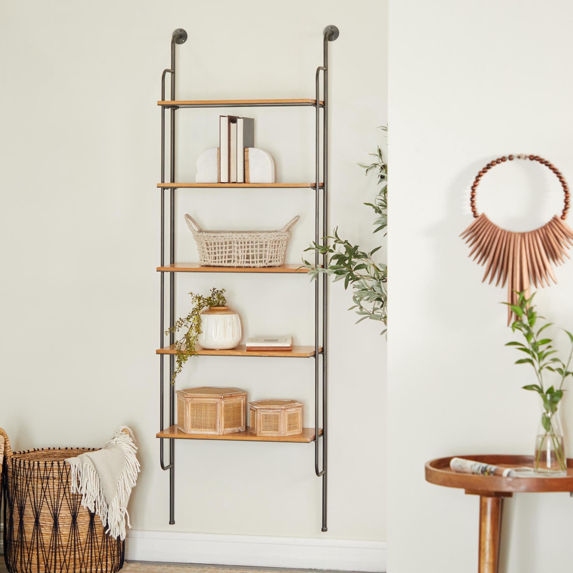 DecMode 23" x 12" 5-Tier Brown Wall Shelf