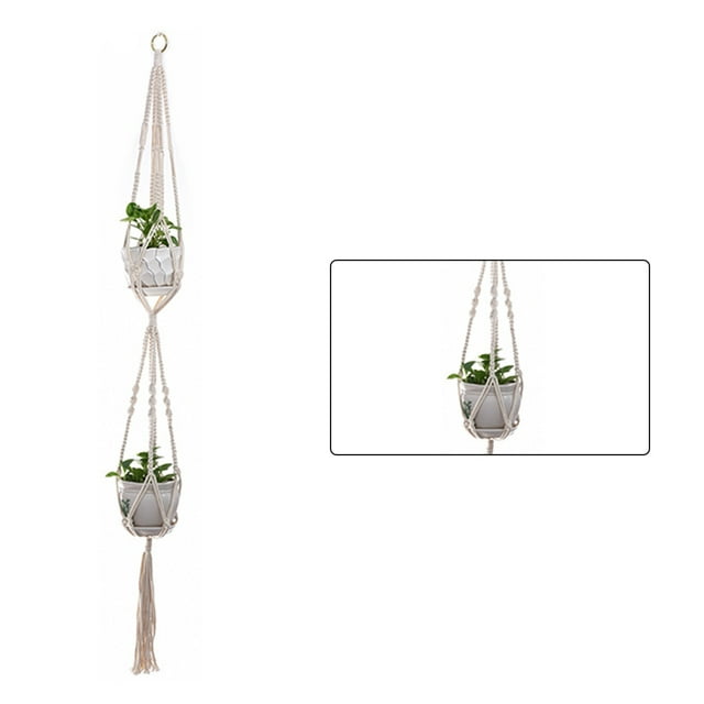Billuyoard Cestas colgantes 100 hechas a mano, soporte para plantas, macramé, colgador de plantas, maceta para colgar en la pared interior, soporte para Jardín y Patio No.29 Billuyoard HA001777-29