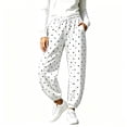 thumbnail image 6 of Edvintorg Joggers for Women Polka Dot Printed Elastic Waisted Wide Leg Sweatpant Fall Casual Workout Pant with Pocket Plus Size Women's Clothing White S-3XL, 6 of 8