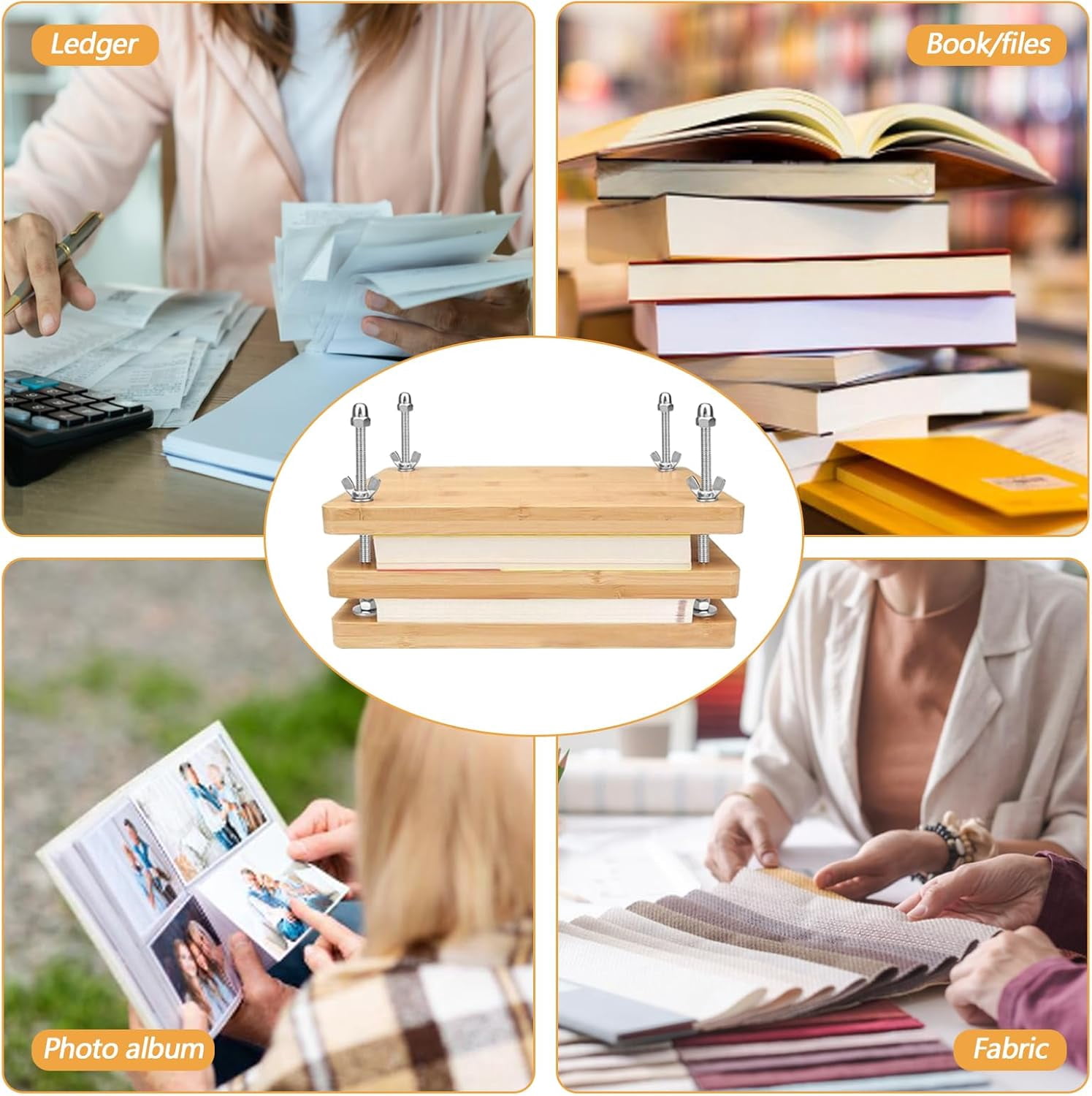 3Press Boards Wooden Book Press, 30 x 20 cm Book Press, Multifunctional Manual Sturdy Bookbinding Tool, Practical Bookbinding Accessories, DIY Bookbinding Labels, Wood Shape Factor