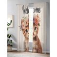 thumbnail image 4 of Cute Cat Sheer Curtains 2 Panels Set Garland Welcome Retro Lihgt Filtering Rod Pocket Voile Drape, Semi Sheer Window Curtains for Bedroom Living Room, 52"x108", 4 of 5
