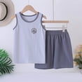 thumbnail image 2 of KPOPLK Toddler Baby Boys Summer Outfits Sleeveless Cartoon Print T-Shirt Tops & Shorts Sets 2Pcs Cute Baby Boys Cotton Clothes For 3-15 Years Size 5-6 Years,Grey, 2 of 4