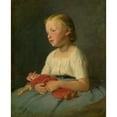 thumbnail image 2 of Gyula Benczúr 15x18 Black Ornate Wood Framed Double Matted Museum Art Print Titled - Little Girl with a Doll (1863), 2 of 5