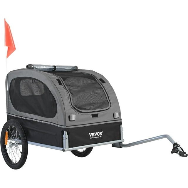 Remolque para bicicleta para perros VEVOR soporta un marco plegable de 40 kg, negro/gris
