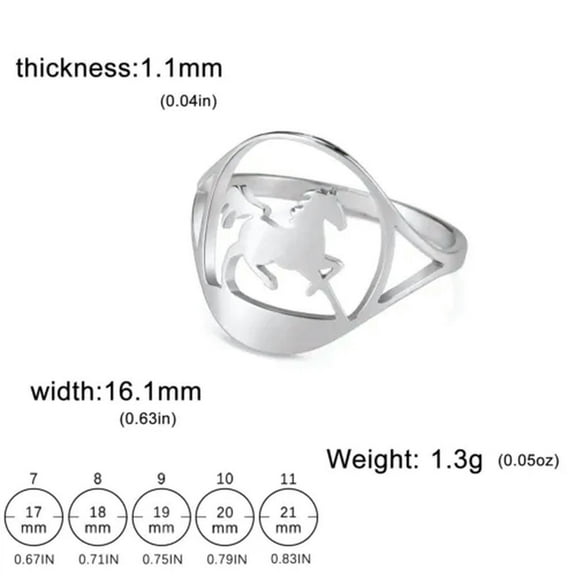 Running Horse Ring Women Men Stainless Steel Finger Rings Fashion Animal Jewelry