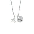thumbnail image 2 of Delight Jewelry Three Lucky 7s Silvertone Script Initial Disc - K - Charm Necklace, 20"+3", 2 of 4