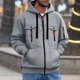 thumbnail image 1 of pstuiky camisa de manga larga para hombre, Cárdigan de manga larga con capucha y cremallera de color liso para hombre con múltiples bolsillos Tops de talla grande para hombre xxxl, 1 of 7