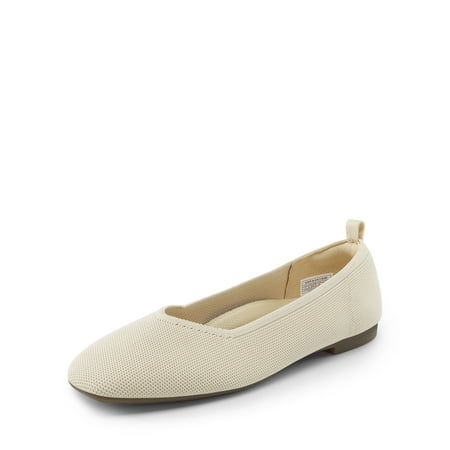Dream Pairs Women s Washable Arch Support Square Toe Knit Ballet Flats Low Heels Dress Shoes APRICOT Size 9.5