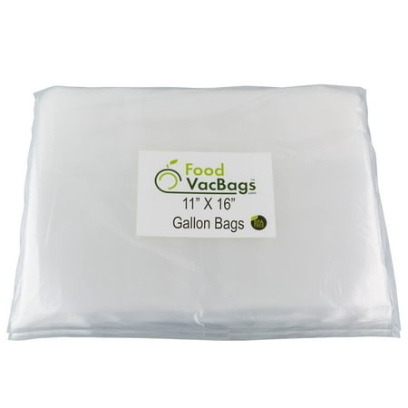 100 FoodVacBags Gallon Size 11X16 embossed Vacuum Sealer Bags Commercial (Best Commercial Grade Vacuum Sealer)