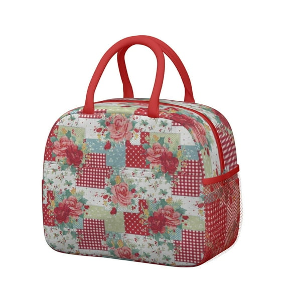 Obrewu Pioneer Flower Lunch Bag for Adult, Insulated, Leakproof, Oxford Cloth