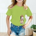 thumbnail image 2 of Curuila Kid Girls Tops Cartoon Print Crew Neck Short Sleeve Tee Summer Casual Loose T Shirt Light Green Size 4-6 Years, 2 of 4
