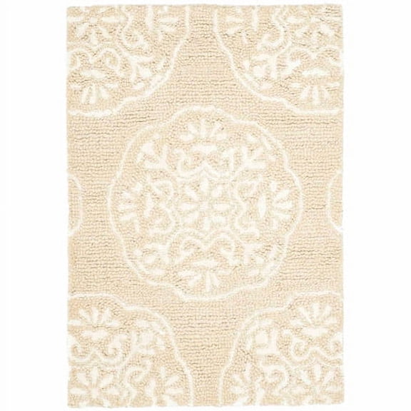 SAFAVIEH Bella Glenna Medallion Floral Wool Area Rug, Beige/White, 3' x 5'