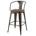 thumbnail image 3 of Bar Stool Chair Barstool, Set of 2, Wood, Metal Steel, Brown, Modern Contemporary Urban Design, Bar Pub Cafe Bistro Hotel Restaurant Hospitality, 3 of 5