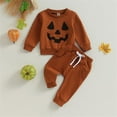 thumbnail image 2 of Otqutp Baby Clothes Set Baby Boy Halloween Pants Outfits Long Shirts Pumpkin Sweatshirt Pants Boys Fall Halloween Clothes Set Christmas Gifts 2PCS Outfits, 2 of 8