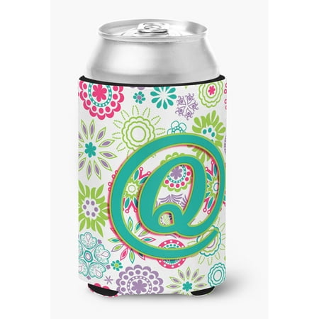 

Letter Q Flowers Pink Teal Green Initial Can or Bottle Hugger