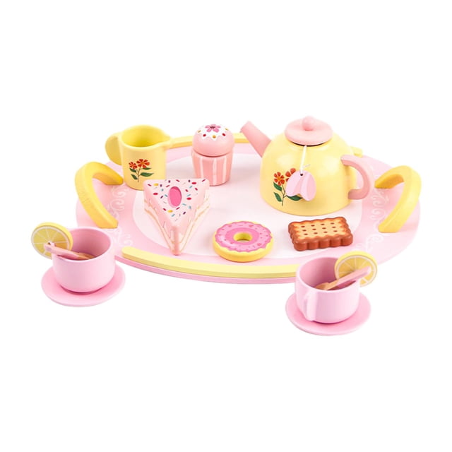 Juego de té infantil, juego de , pastel de juguete, postre, modelo, juguetes de princesa, tetera, tazas, bandeja para niños en edad preescolar
